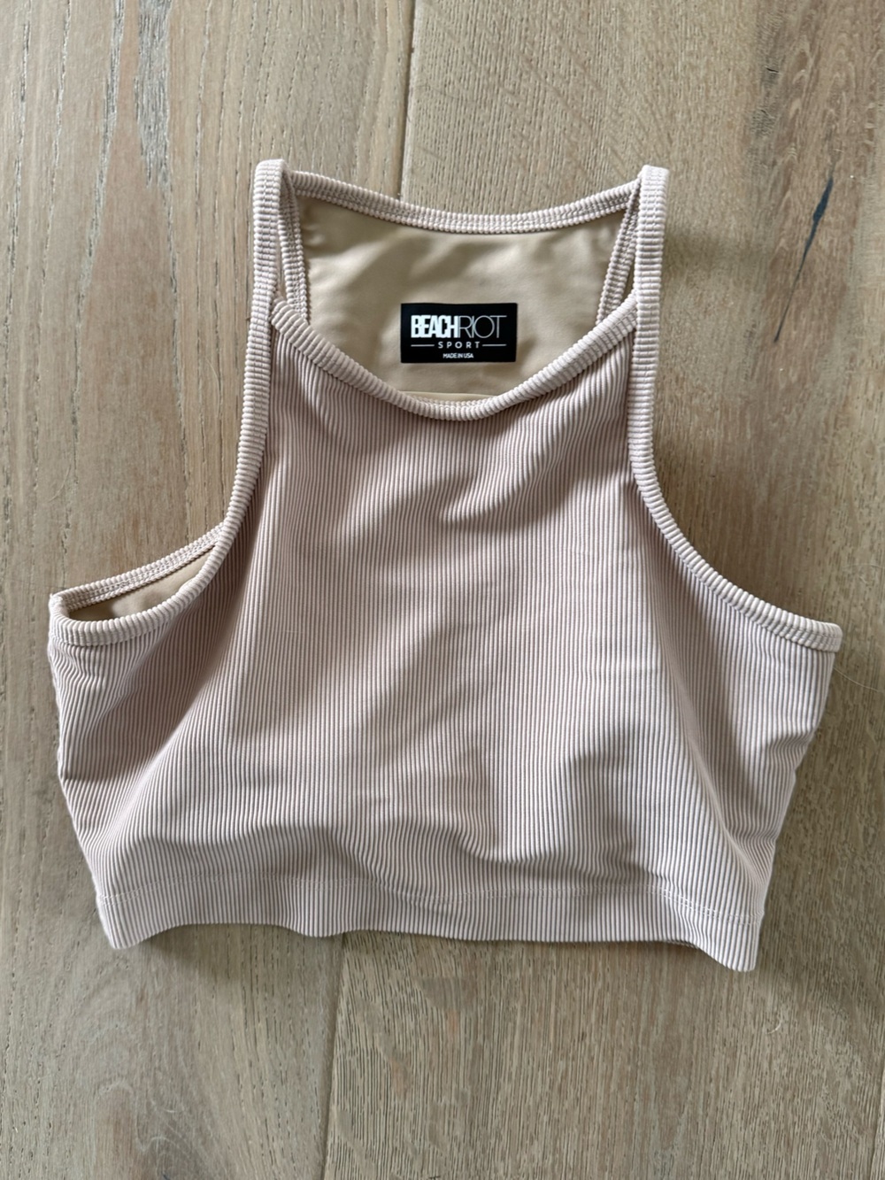 Beach Riot Nude Beige Ribbed Crop Tank